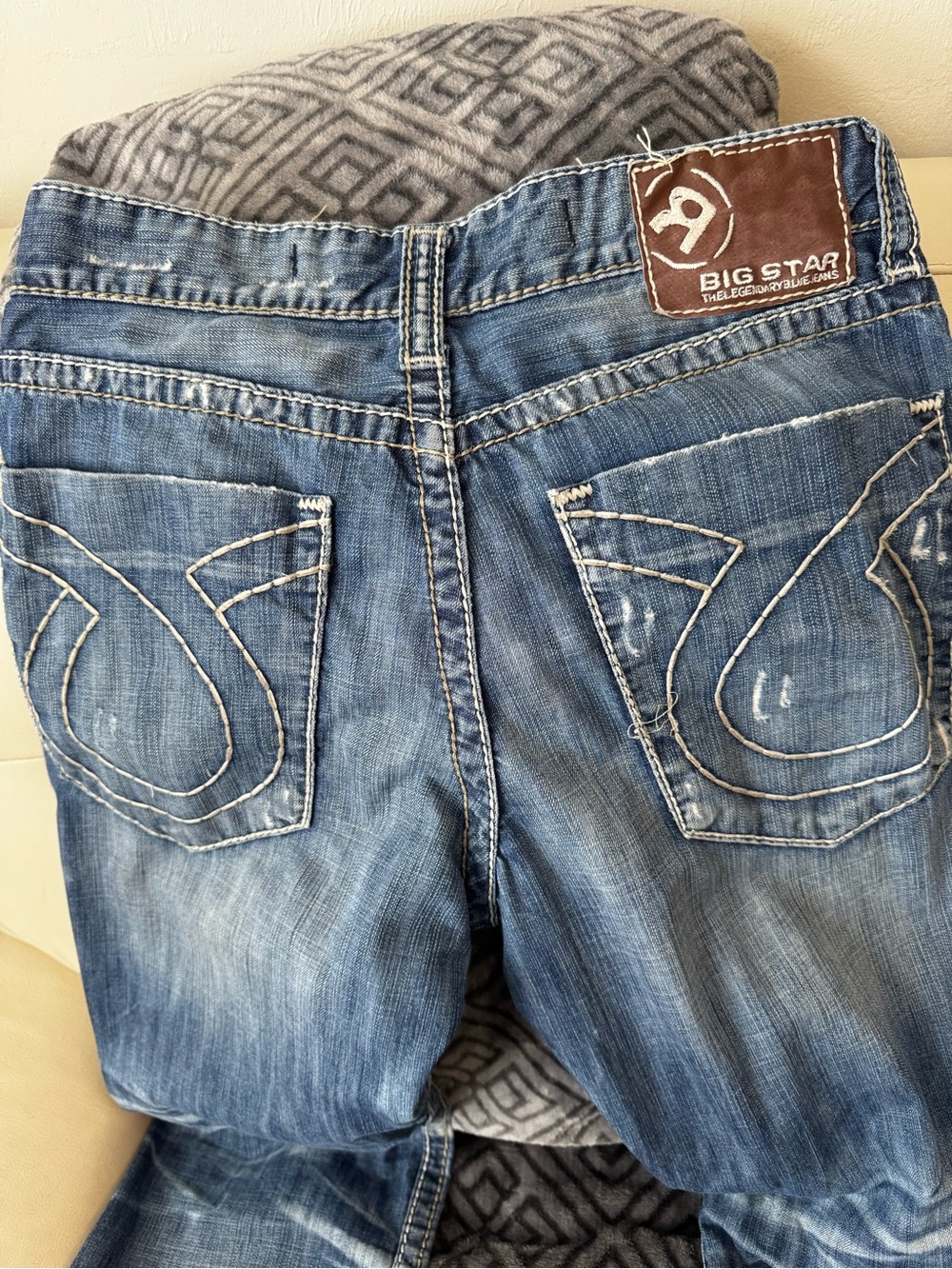 Big Star Men’s Blue Boot Cut Jeans with Contrast Stitching